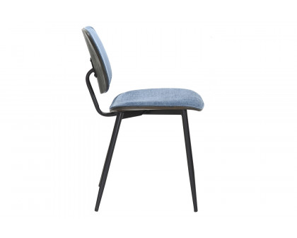 Worldwide Capri Side Chair Set of 2 - Blue/Walnut/Black