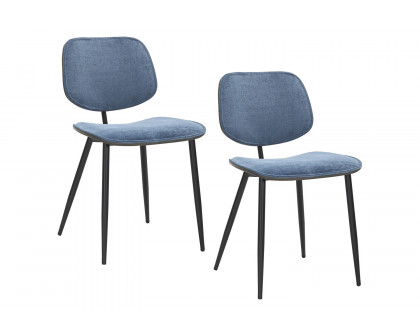 Worldwide Capri Side Chair Set of 2 - Blue/Walnut/Black