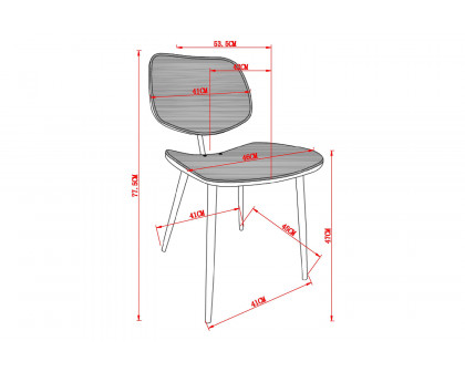 Worldwide Capri Side Chair Set of 2 - Blue/Walnut/Black