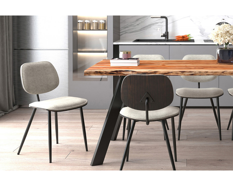 Worldwide Capri Side Chair Set of 2 - Light Gray/Walnut/Black