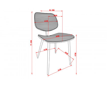 Worldwide Capri Side Chair Set of 2 - Light Gray/Walnut/Black