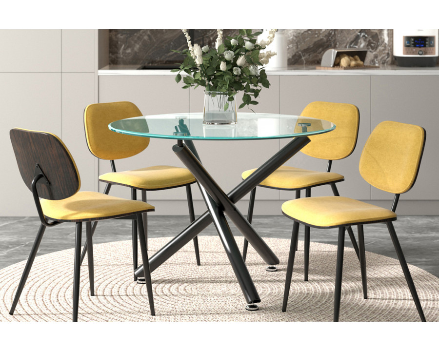 Worldwide Capri Side Chair Set of 2 - Mustard/Walnut/Black