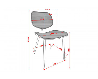 Worldwide Capri Side Chair Set of 2 - Mustard/Walnut/Black