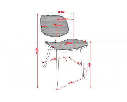 Worldwide Capri Side Chair Set of 2 - Rust/Walnut/Black