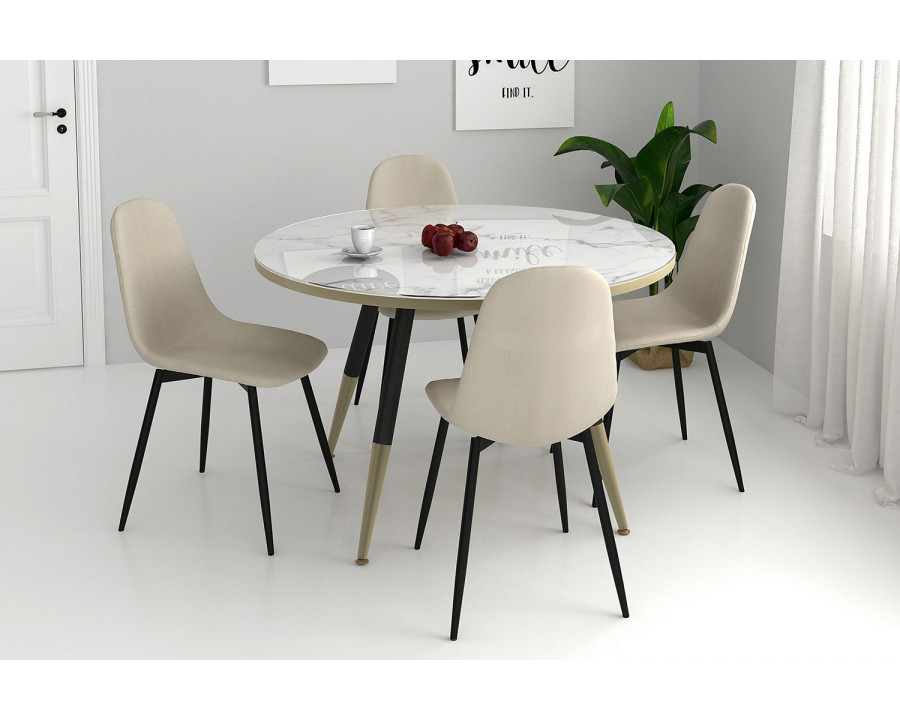 Worldwide Olly Side Chair Set of 4 - Beige/Black