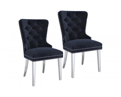 Worldwide™ Hollis Side Chair Set of 2 - Black/Chrome