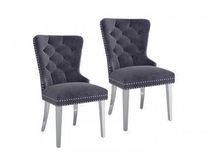 Worldwide Hollis Side Chair Set of 2 - Gray/Chrome