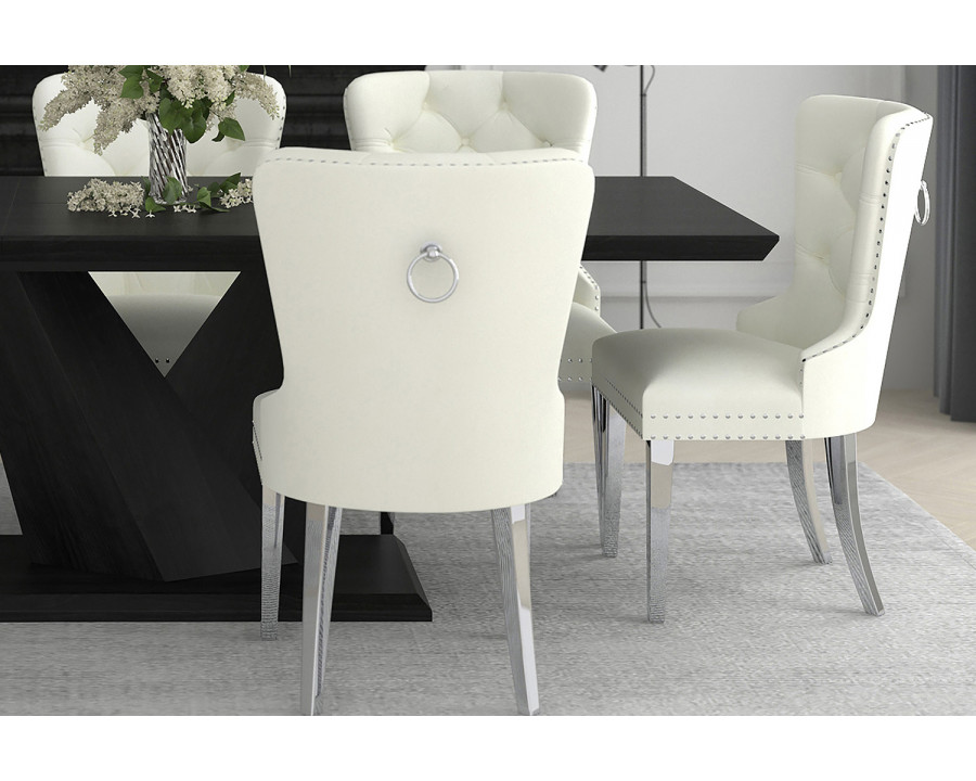 Worldwide Hollis Side Chair Set of 2 - Ivory/Chrome