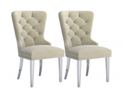 Worldwide Hollis Side Chair Set of 2 - Ivory/Chrome