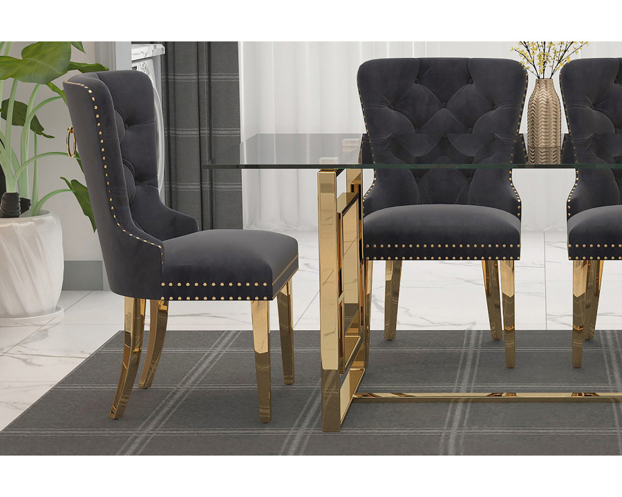 Worldwide Mizal Side Chair Set of 2 - Gray/Gold