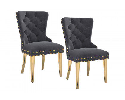 Worldwide Mizal Side Chair Set of 2 - Gray/Gold