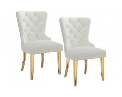 Worldwide Mizal Side Chair Set of 2 - Ivory/Gold