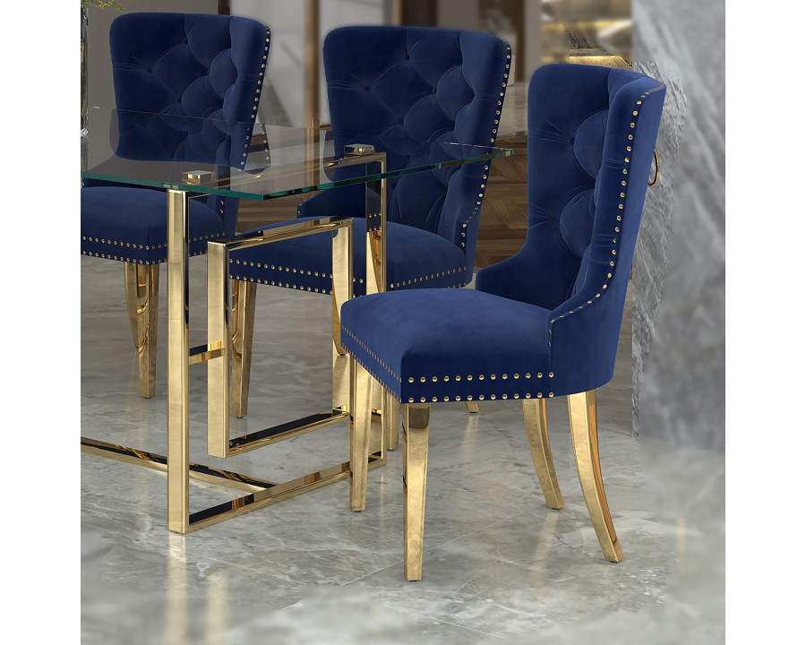 Worldwide Mizal Side Chair Set of 2 - Navy/Gold