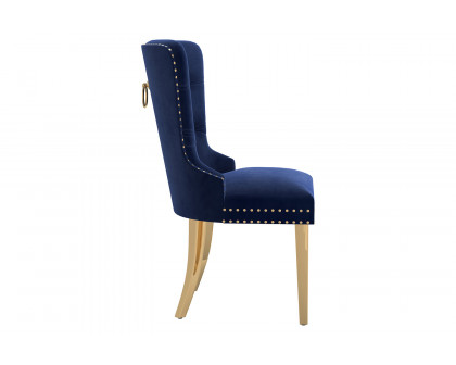 Worldwide Mizal Side Chair Set of 2 - Navy/Gold