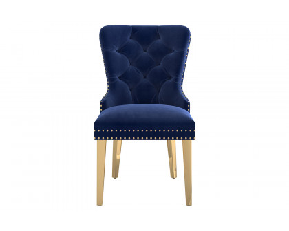 Worldwide Mizal Side Chair Set of 2 - Navy/Gold