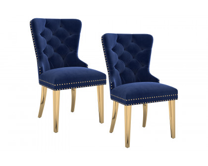 Worldwide Mizal Side Chair Set of 2 - Navy/Gold