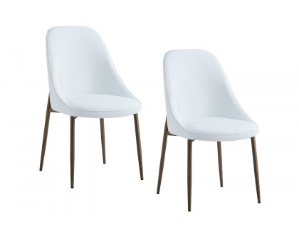 Worldwide Cleo Side Chair Set of 2 - White/Aged Gold