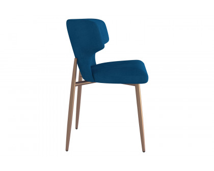 Worldwide Akira Side Chair Set of 2 - Blue/Aged Gold