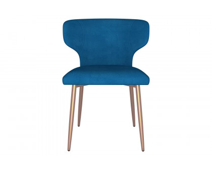 Worldwide Akira Side Chair Set of 2 - Blue/Aged Gold