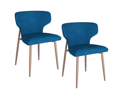 Worldwide Akira Side Chair Set of 2 - Blue/Aged Gold