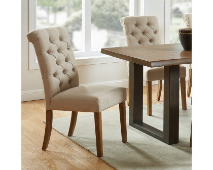 Worldwide Melia Side Chair Set of 2 - Beige/Vintage Oak