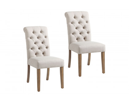 Worldwide Melia Side Chair Set of 2 - Beige/Vintage Oak