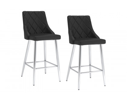 Worldwide Devo 26" Counter Stool Set of 2 - Black/Chrome