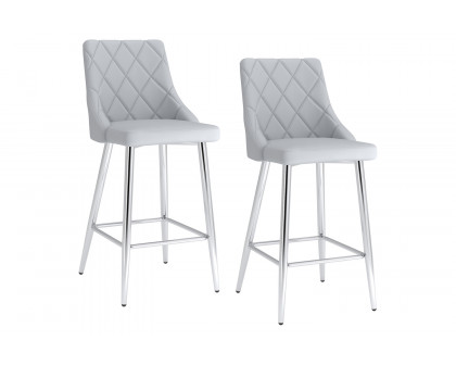 Worldwide Devo 26" Counter Stool Set of 2 - Light Gray/Chrome