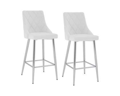 Worldwide Devo 26" Counter Stool Set of 2 - White/Chrome