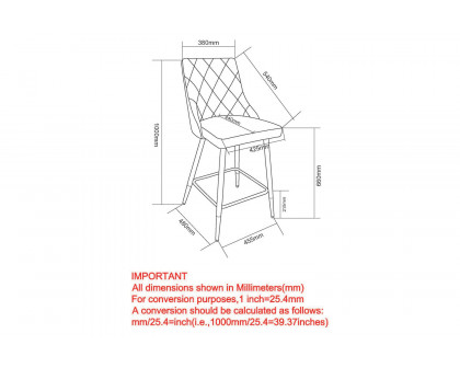 Worldwide Devo 26" Counter Stool Set of 2 - White/Chrome