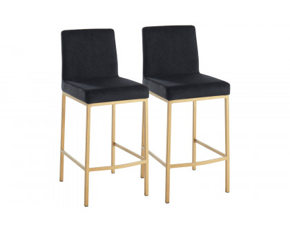 Worldwide Diego 26" Counter Stool Set of 2 - Black/Aged Gold