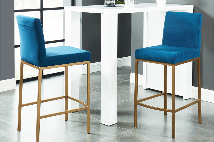 Worldwide™ Diego 26" Counter Stool Set of 2 - Blue/Aged Gold