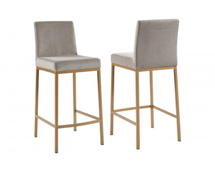 Worldwide Diego 26" Counter Stool Set of 2 - Gray/Aged Gold