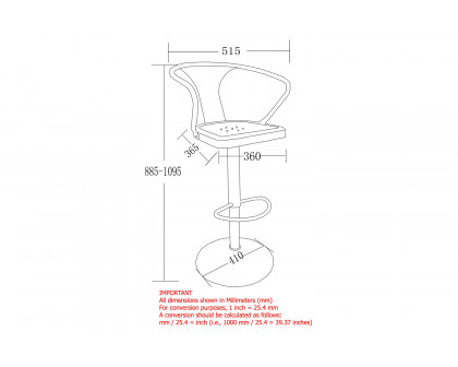 Worldwide - Astra Adjustable Air-Lift Stool in Gunmetal