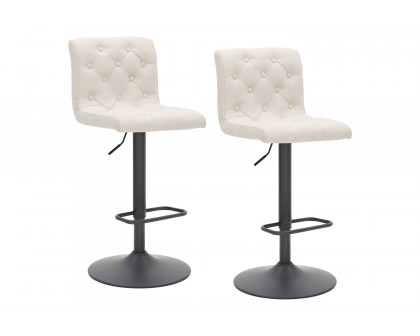 Worldwide Dex II Adjustable Air-Lift Stool Set of 2 - Beige/Black