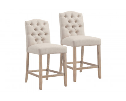 Worldwide Lucian 26" Counter Stool Set of 2 - Beige/Washed Gray