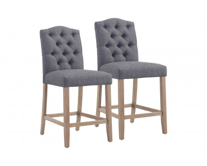 Worldwide Lucian 26" Counter Stool Set of 2 - Gray/Washed Gray