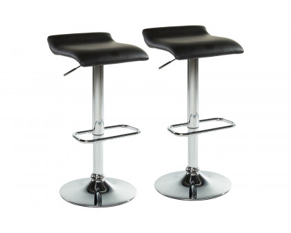 Worldwide Fabia II Adjustable Air-Lift Stool Set of 2 - Black/Chrome