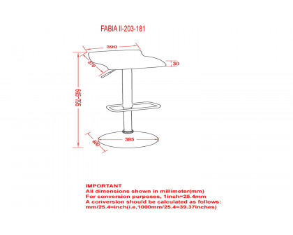 Worldwide Fabia II Adjustable Air-Lift Stool Set of 2 - Black/Chrome