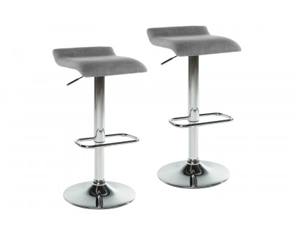 Worldwide Fabia II Adjustable Air-Lift Stool Set of 2 - Gray/Chrome