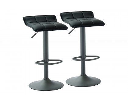 Worldwide Comet Adjustable Air-Lift Stool Set of 2 - Black/Gray