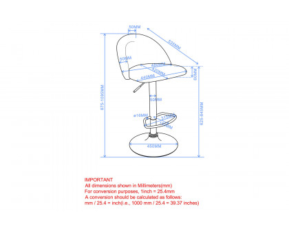 Worldwide Sataro Adjustable Air-Lift Stool - Blue/Black