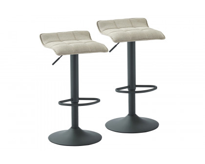 Worldwide Pluto Adjustable Air-Lift Stool Set of 2 - Beige/Gray