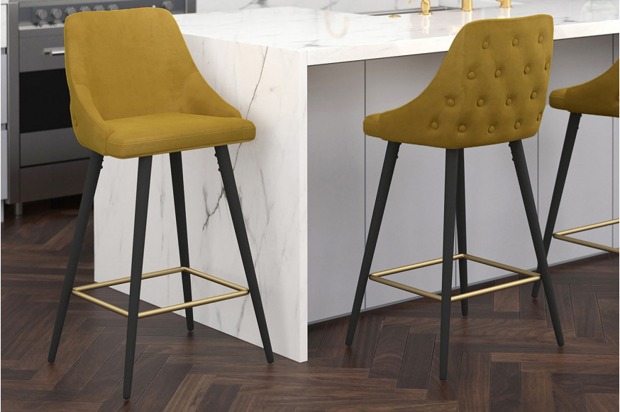 Worldwide™ Roxanne II 26" Counter Stool Set of 2 - Mustard/Black