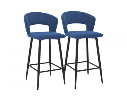 Worldwide Camille 26" Counter Stool Set of 2 - Blue/Black