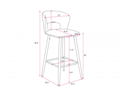 Worldwide Camille 26" Counter Stool Set of 2 - Blue/Black