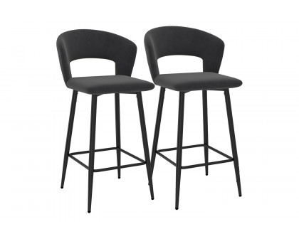 Worldwide Camille 26" Counter Stool Set of 2 - Charcoal/Black