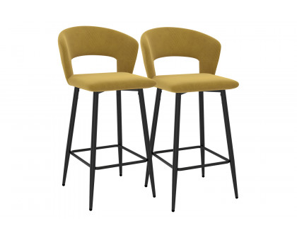 Worldwide Camille 26" Counter Stool Set of 2 - Mustard/Black