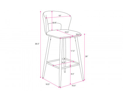 Worldwide Camille 26" Counter Stool Set of 2 - Mustard/Black