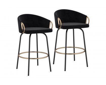 Worldwide Lavo 26" Counter Stool Set of 2 - Black/Aged Gold